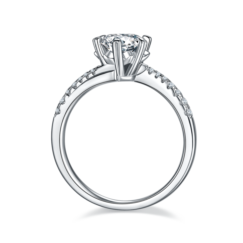 扭臂微镶雪花S925银镀白金MoissaniteWomen's Ring1ctD级